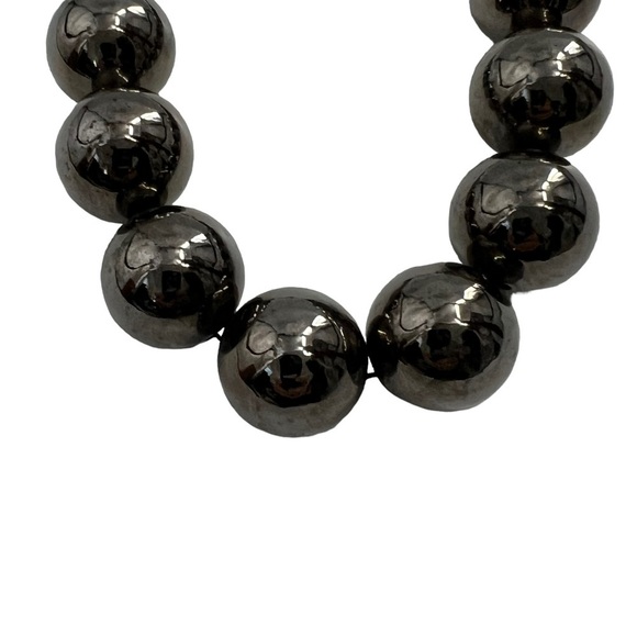 Chunky Pewter Weighted Large Beaded Necklace - Picture 3 of 8